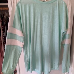Aqua/mint colored long sleeve tee from VS Pink